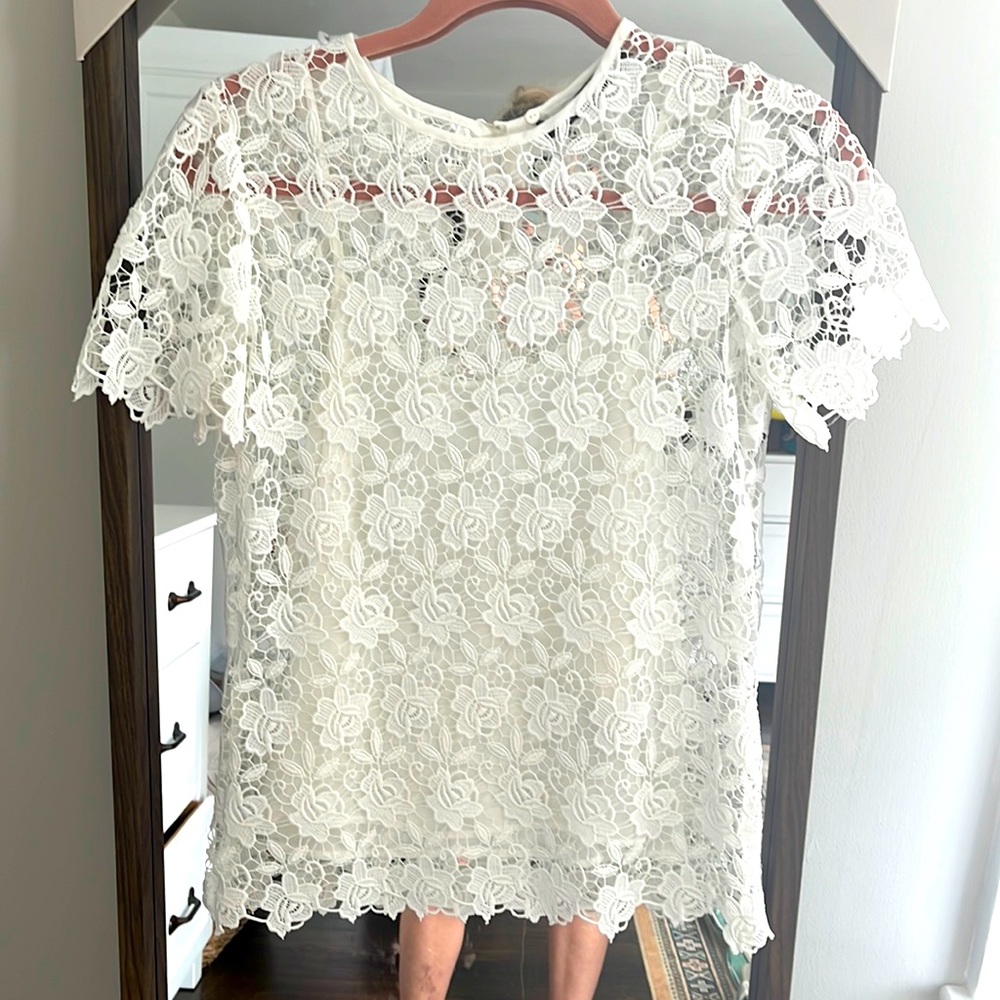 Zara embroidered lace shirt
